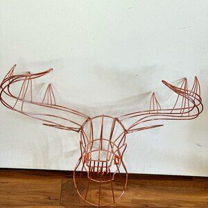 Copper Metal Wire Longhorn Antler Head Hanging Wall Decor